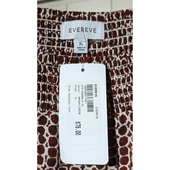 NWT Evereve Drew Smocked Tank Brown White Check Womens Sz XL - Picture 10 of 11
